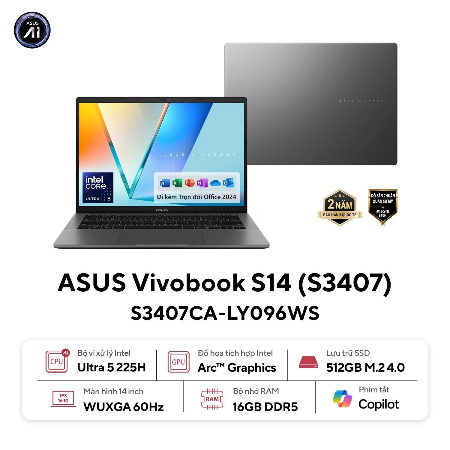 Laptop ASUS Vivobook S14 S3407CA LY095WS